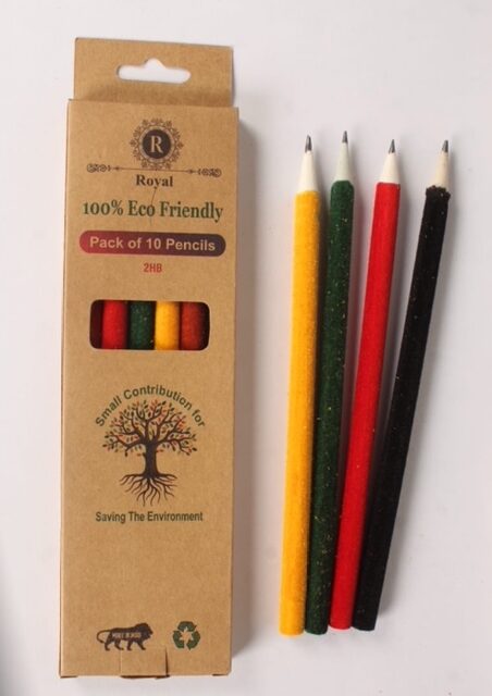Newspaper color pencils made from recycled newsprint